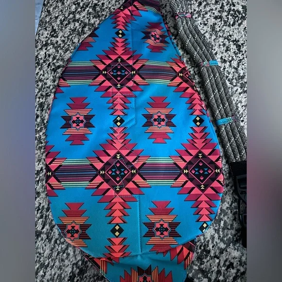 Kavu Vibrant Teal and Green Aztec Print Backpack - Picture 8 of 12